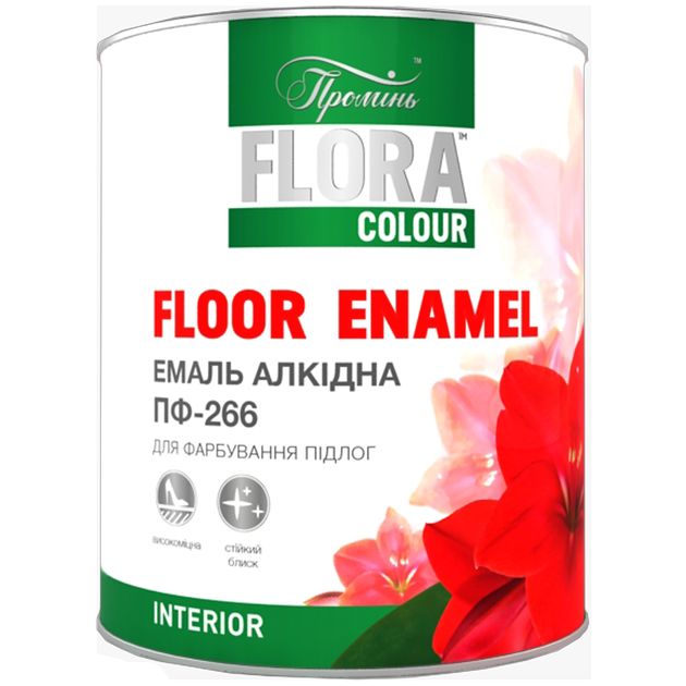 Емаль алкідна «Flora Colour» ПФ-266 для підлоги червоно-коричневий 2.8 кг